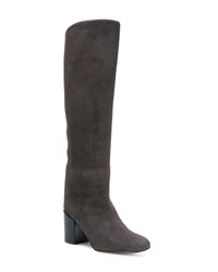 dunkelgraue kniehohe Stiefel aus Wildleder von Stuart Weitzman