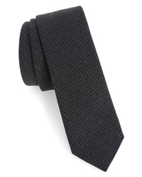 dunkelgraue Krawatte mit Hahnentritt-Muster