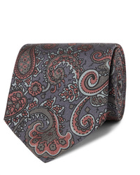 dunkelgraue Krawatte mit Paisley-Muster von Sulka