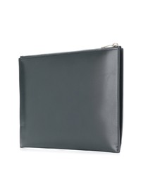 dunkelgraue Leder Clutch Handtasche von Saint Laurent