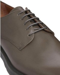 dunkelgraue Leder Derby Schuhe von Asos