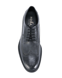 dunkelgraue Leder Derby Schuhe von Hogan