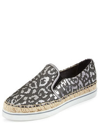 dunkelgraue Leder Espadrilles