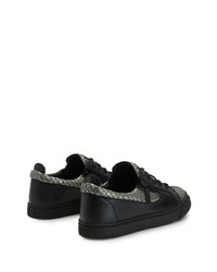 dunkelgraue Leder niedrige Sneakers mit Schlangenmuster von Giuseppe Zanotti