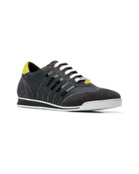 dunkelgraue Leder niedrige Sneakers von DSQUARED2