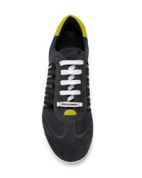 dunkelgraue Leder niedrige Sneakers von DSQUARED2