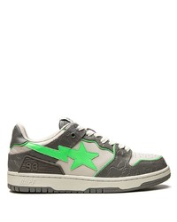 dunkelgraue Leder niedrige Sneakers von A Bathing Ape