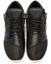 dunkelgraue Leder niedrige Sneakers von Giuseppe Zanotti