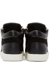 dunkelgraue Leder niedrige Sneakers von Giuseppe Zanotti