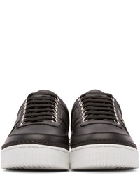 dunkelgraue Leder niedrige Sneakers von Neil Barrett