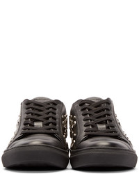 dunkelgraue Leder niedrige Sneakers von Versus