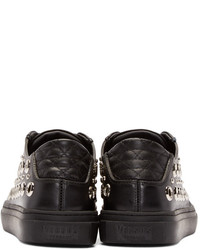 dunkelgraue Leder niedrige Sneakers von Versus