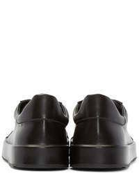 dunkelgraue Leder niedrige Sneakers von Jil Sander