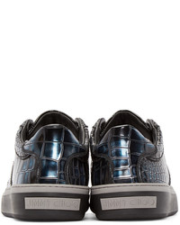 dunkelgraue Leder niedrige Sneakers von Jimmy Choo