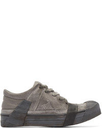 dunkelgraue Leder niedrige Sneakers von Boris Bidjan Saberi