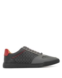 dunkelgraue Leder niedrige Sneakers von BOSS