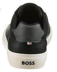 dunkelgraue Leder niedrige Sneakers von BOSS