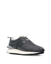 dunkelgraue Leder niedrige Sneakers von Lanvin