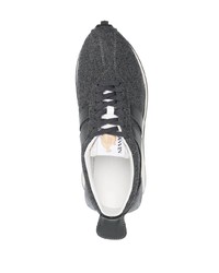 dunkelgraue Leder niedrige Sneakers von Lanvin