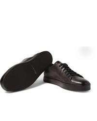 dunkelgraue Leder niedrige Sneakers von Santoni
