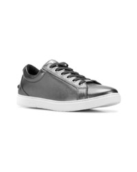 dunkelgraue Leder niedrige Sneakers von Jimmy Choo