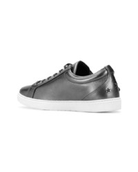 dunkelgraue Leder niedrige Sneakers von Jimmy Choo