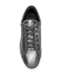 dunkelgraue Leder niedrige Sneakers von Jimmy Choo