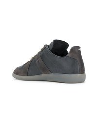 dunkelgraue Leder niedrige Sneakers von Maison Margiela