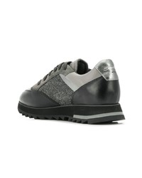 dunkelgraue Leder niedrige Sneakers von Santoni