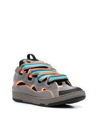 dunkelgraue Leder niedrige Sneakers von Lanvin