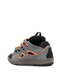 dunkelgraue Leder niedrige Sneakers von Lanvin