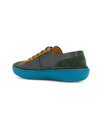 dunkelgraue Leder niedrige Sneakers von Prada