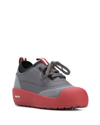 dunkelgraue Leder niedrige Sneakers von Bally