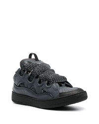 dunkelgraue Leder niedrige Sneakers von Lanvin