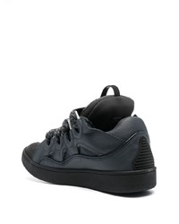 dunkelgraue Leder niedrige Sneakers von Lanvin