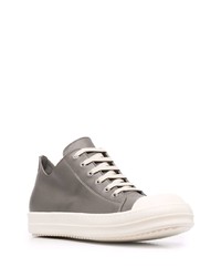 dunkelgraue Leder niedrige Sneakers von Rick Owens