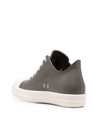 dunkelgraue Leder niedrige Sneakers von Rick Owens