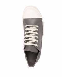 dunkelgraue Leder niedrige Sneakers von Rick Owens