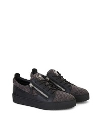 dunkelgraue Leder niedrige Sneakers von Giuseppe Zanotti