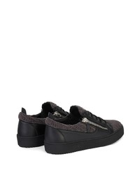 dunkelgraue Leder niedrige Sneakers von Giuseppe Zanotti