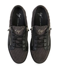 dunkelgraue Leder niedrige Sneakers von Giuseppe Zanotti