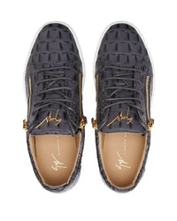 dunkelgraue Leder niedrige Sneakers von Giuseppe Zanotti