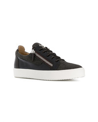 dunkelgraue Leder niedrige Sneakers von Giuseppe Zanotti Design