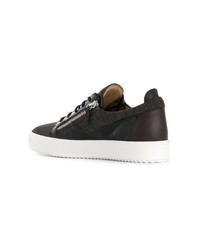 dunkelgraue Leder niedrige Sneakers von Giuseppe Zanotti Design