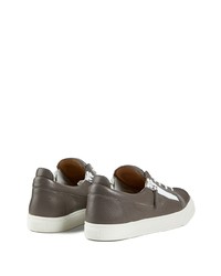 dunkelgraue Leder niedrige Sneakers von Giuseppe Zanotti