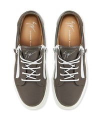 dunkelgraue Leder niedrige Sneakers von Giuseppe Zanotti