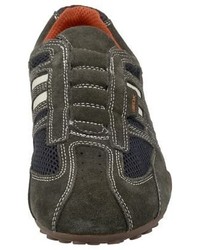 dunkelgraue Leder niedrige Sneakers von Geox