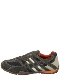 dunkelgraue Leder niedrige Sneakers von Geox