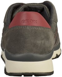 dunkelgraue Leder niedrige Sneakers von Geox