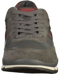 dunkelgraue Leder niedrige Sneakers von Geox